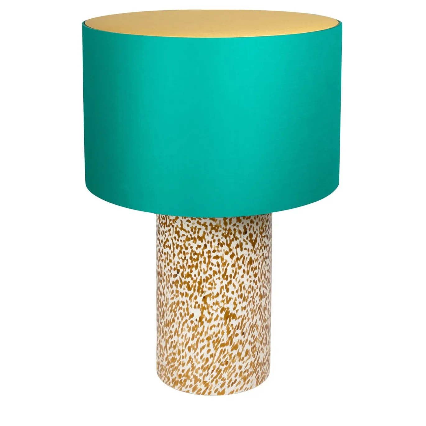 Lampada Pillar in vetro di Murano avorio e ambra con paralume in cotone