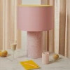 Lampada Pillar in vetro di Murano avorio e rosa con paralume in cotone