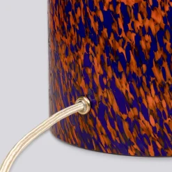 Lampada Pillar in vetro di Murano arancione e blu con paralume in cotone