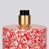 Lampada Pillar in vetro di Murano rosso e avorio con paralume in cotone