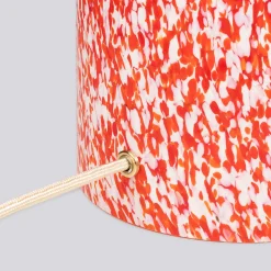 Lampada Pillar in vetro di Murano rosso e avorio con paralume in cotone