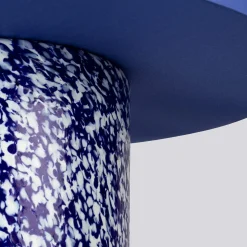 Lampada Pillar in vetro di Murano blu e avorio con paralume in cotone