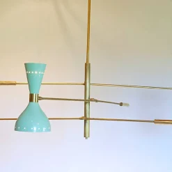 Lampadario a 3 bracci in ottone Contrappeso Due