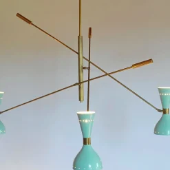 Lampadario a 3 bracci in ottone Contrappeso Due