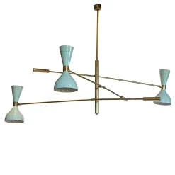 Lampadario a 3 bracci in ottone Contrappeso Due