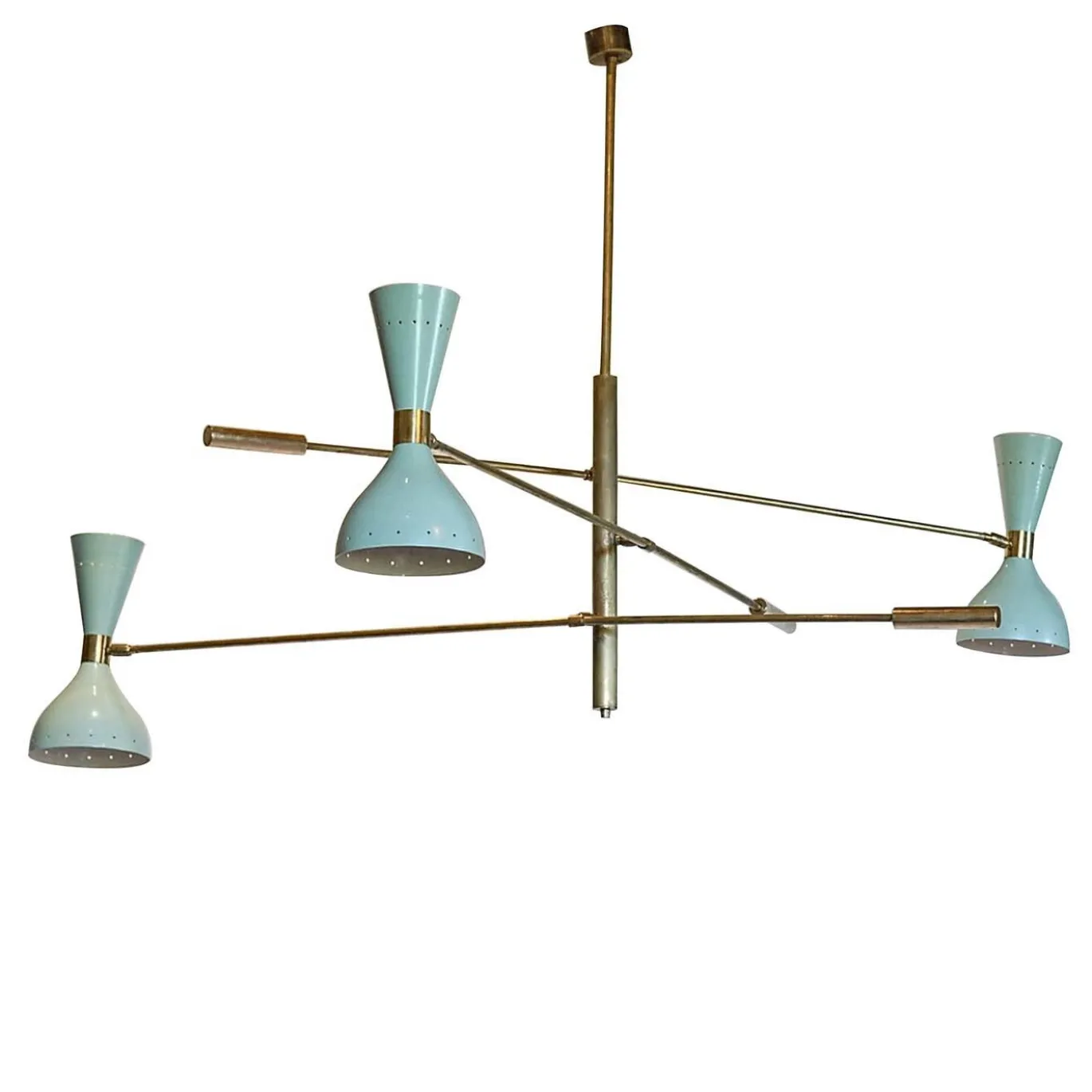 Lampadario a 3 bracci in ottone Contrappeso Due