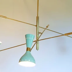 Lampadario a 3 bracci in ottone Contrappeso Due