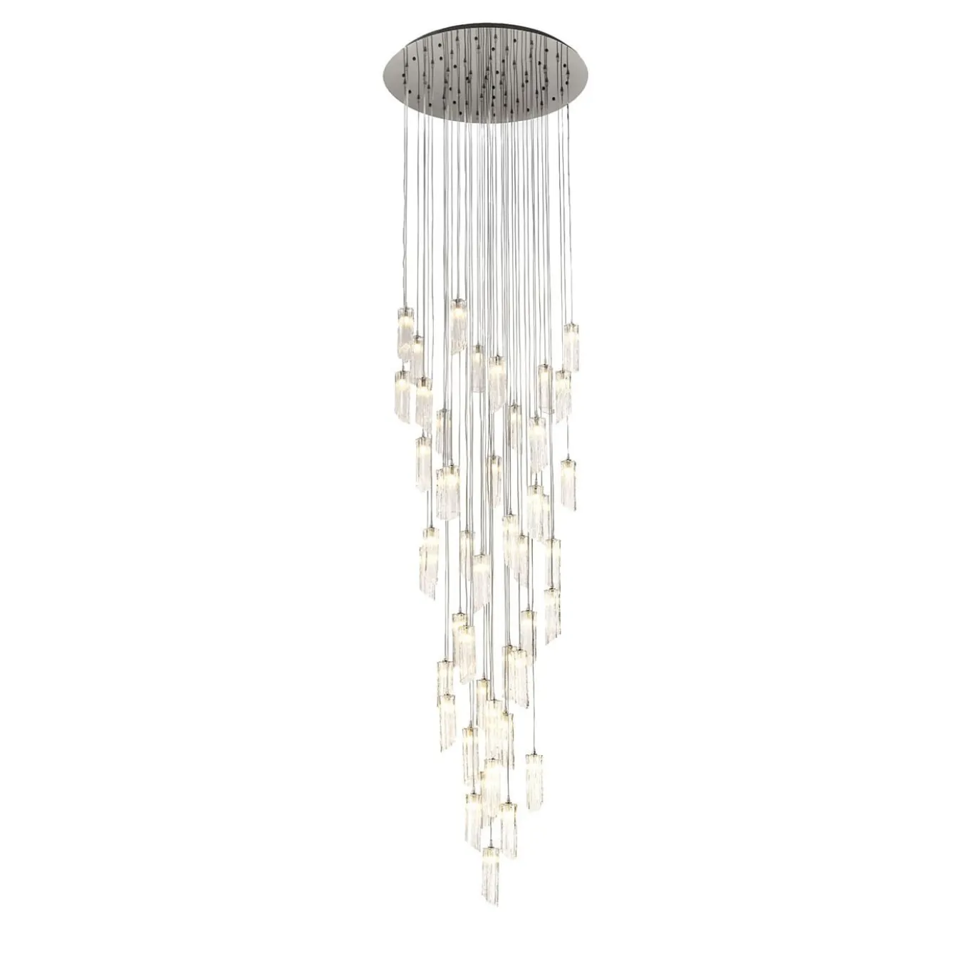 Lampadario a Cascata in Tubo di Vetro di Murano Trasparente