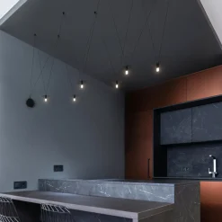 Lampadario a diffusione luminosa D02 nero a 6 luci