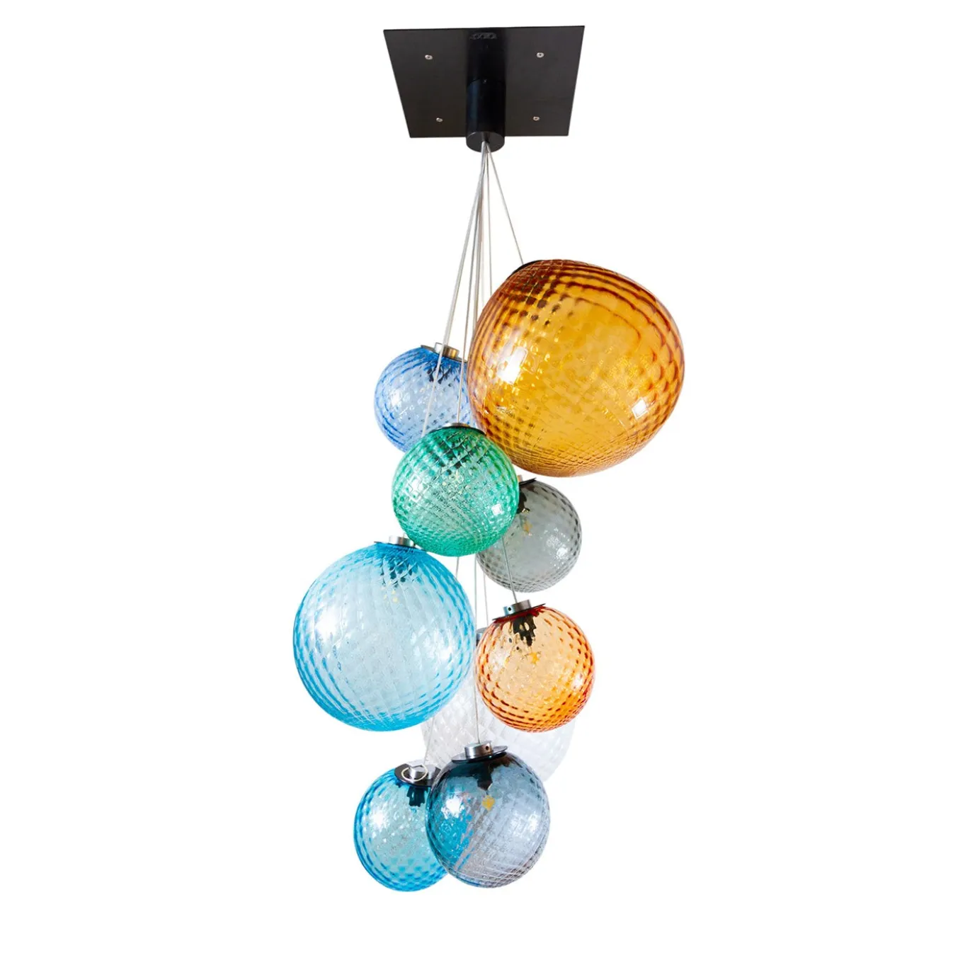 Lampadario a Grappolo in Vetro Balloton Multicolore con 9 Luci