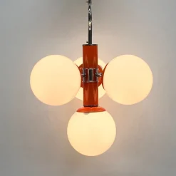 Lampadario a 4 luci arancione Stilnovo
