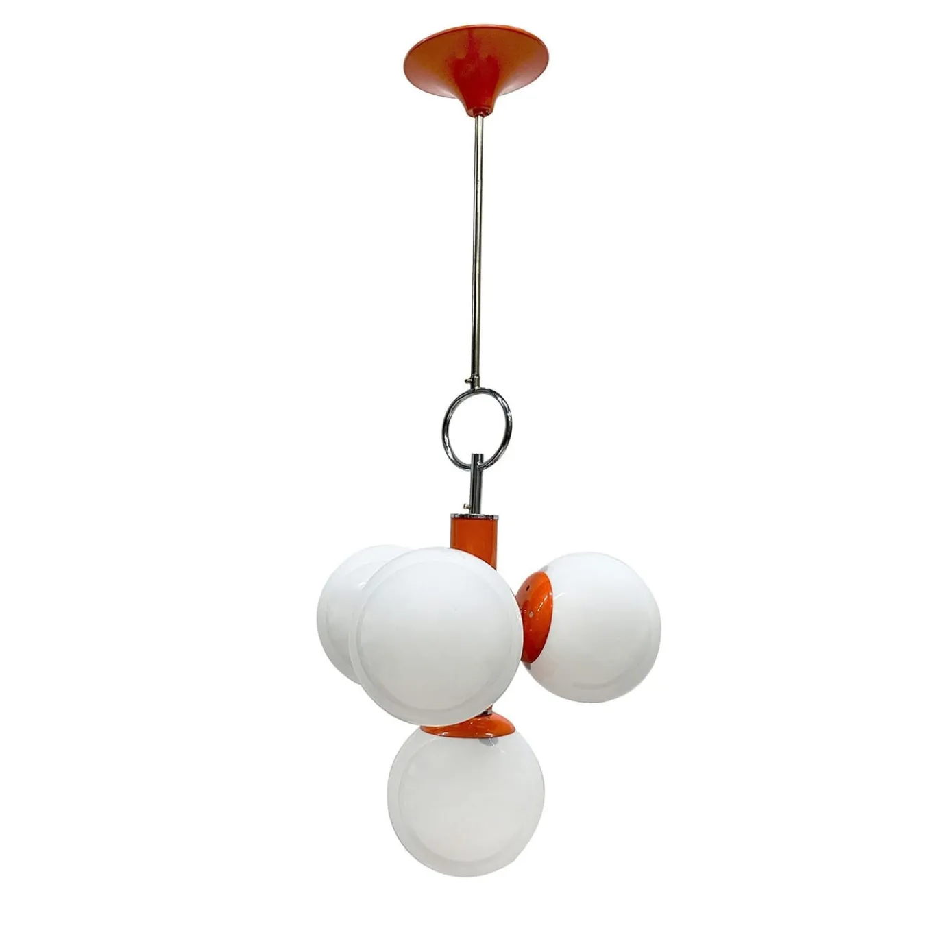 Lampadario a 4 luci arancione Stilnovo