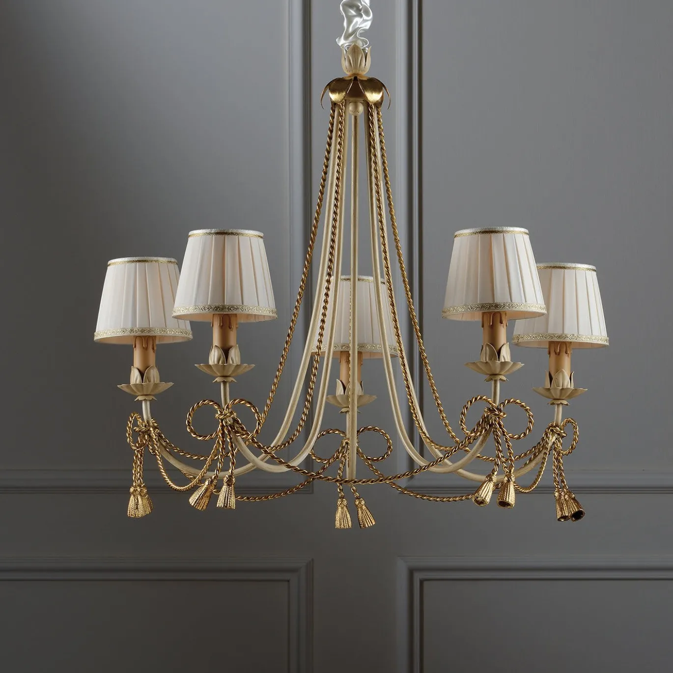 1341 Lampadario a 5 luci avorio
