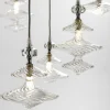 Lampadario a 12 luci con trottole in vetro