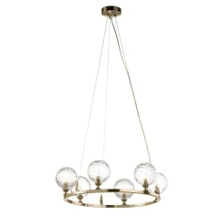 Lampadario a 6 luci Crystal Ball Gold