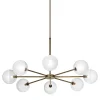 Lampadario a 8 luci in ottone antico Molecola