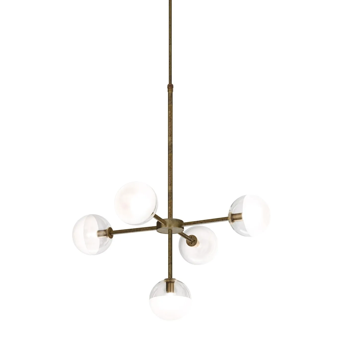 Lampadario a 5 luci in ottone antico Molecola