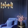 Lampadario a 12 luci in ottone e cristallo Crystal Tube