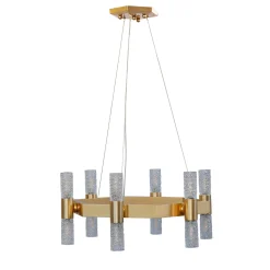 Lampadario a 12 luci in ottone e cristallo Crystal Tube