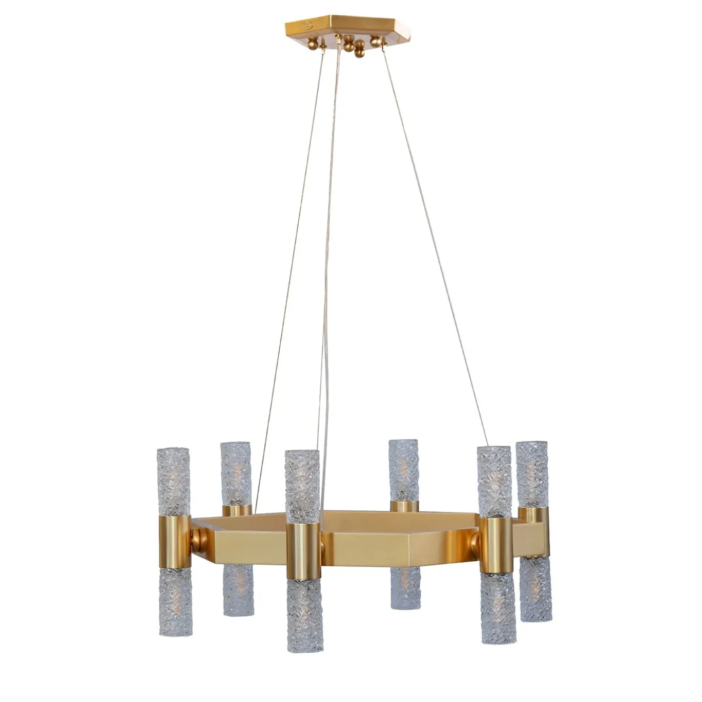 Lampadario a 12 luci in ottone e cristallo Crystal Tube