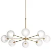 Lampadario a 8 luci in ottone naturale Molecola