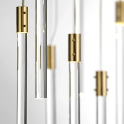 Lampadario a 43 Luci in Tubo di Vetro Trasparente