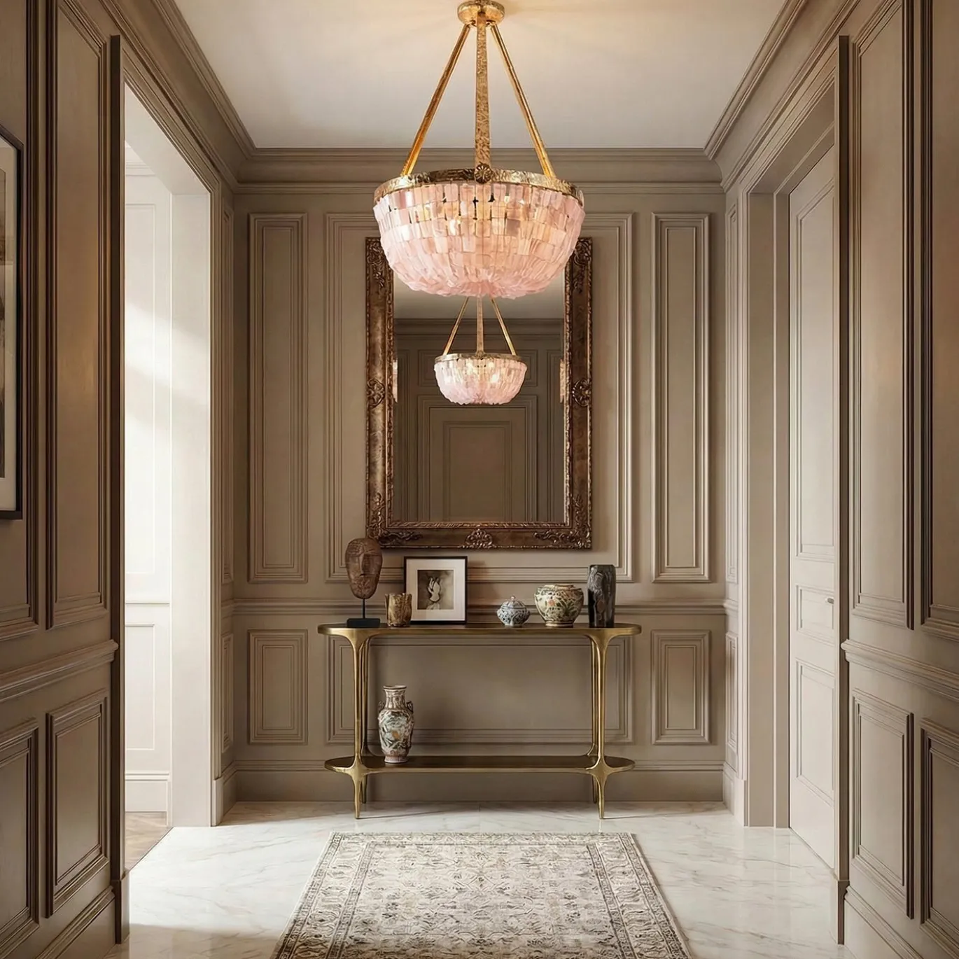 Lampadario a 8 Luci Quarzo Rosa