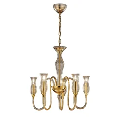 Lampadario a 5 luci Teodato Ambra