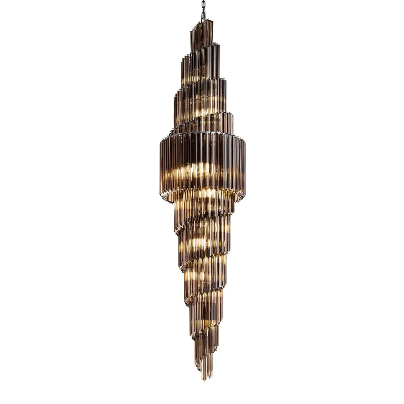 Lampadario a 20 luci Trihedron Smoky