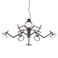 Lampadario a 8 luci Vector in Nichel Nero e Oro Satinato