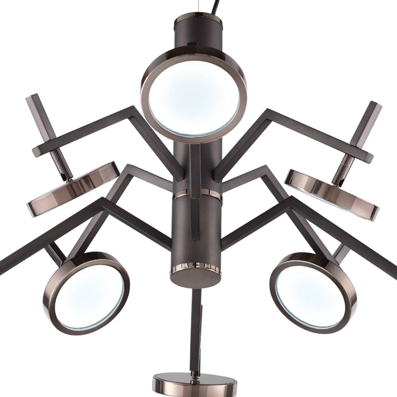 Lampadario a 8 luci Vector in Nichel Nero e Oro Satinato