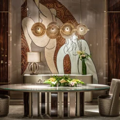 Lampadario Andromeda in Vetro Soffiato Bronzo