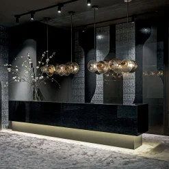 Lampadario Andromeda in Vetro Soffiato Bronzo