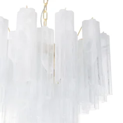 Lampadario Annalisa Alabastro in vetro bianco