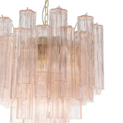 Lampadario Annalisa Rosa in vetro rosa