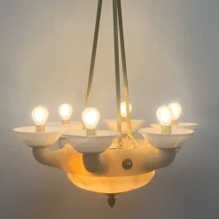 Lampadario anni '30 in alabastro di Volterra