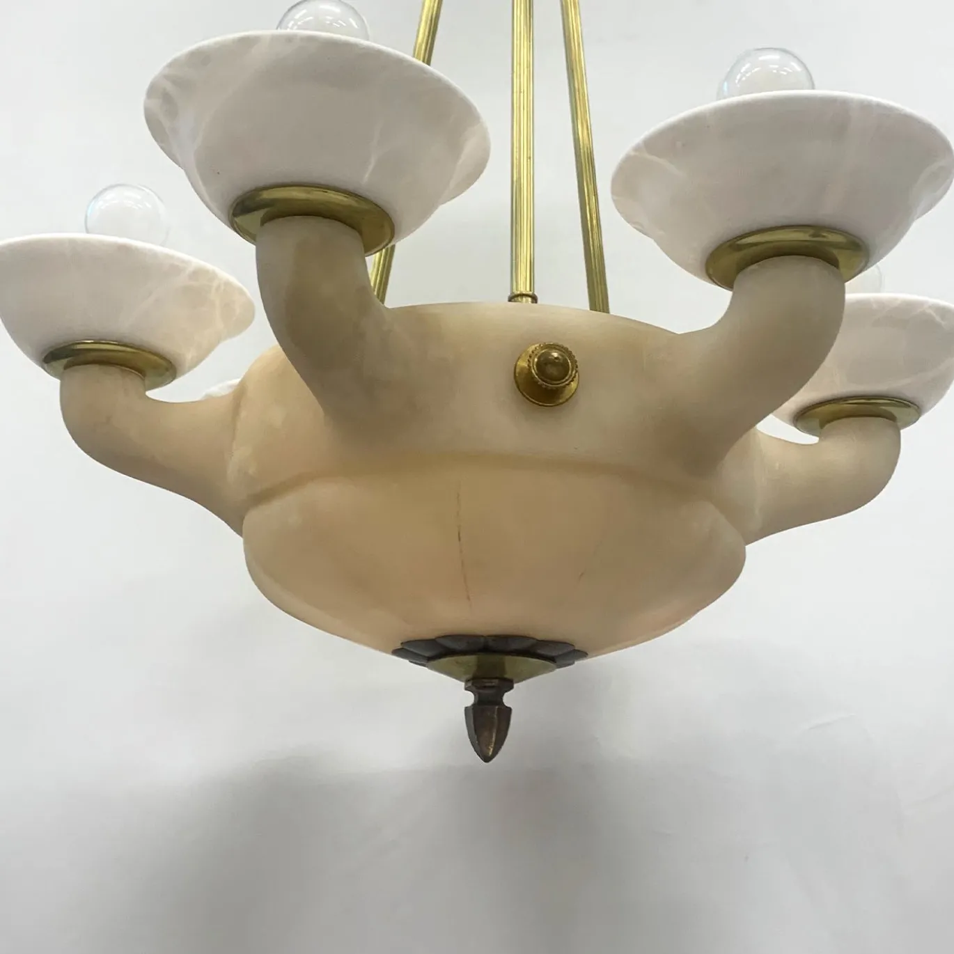 Lampadario anni '30 in alabastro di Volterra
