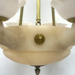Lampadario anni '30 in alabastro di Volterra
