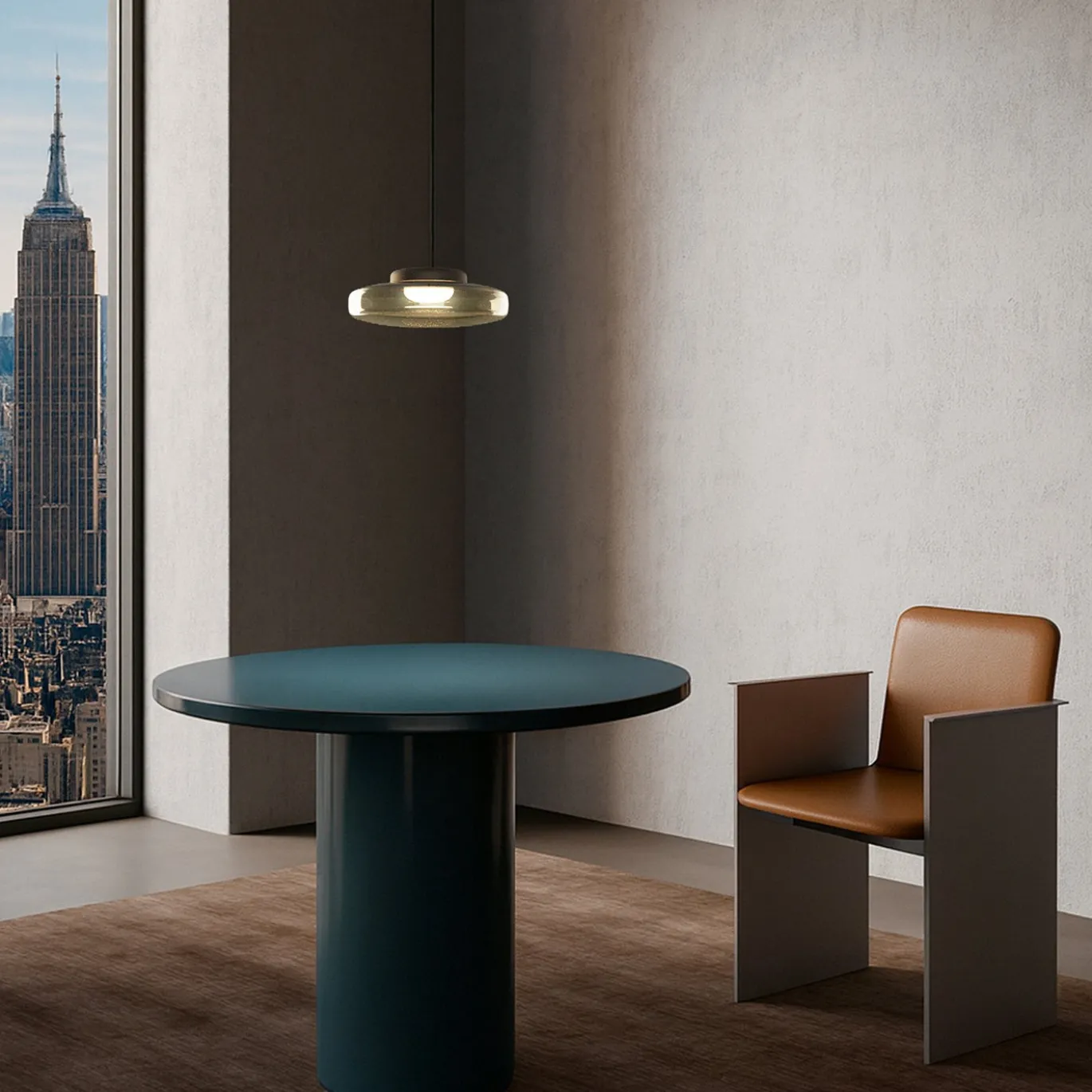 Lampadario a pendente in vetro di champagne singolo per lounge