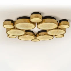 Lampadario a Soffitto Gran Costellazione Cassiopea in Ottone e Onice