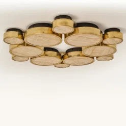 Lampadario a Soffitto Gran Costellazione Cassiopea in Ottone e Onice