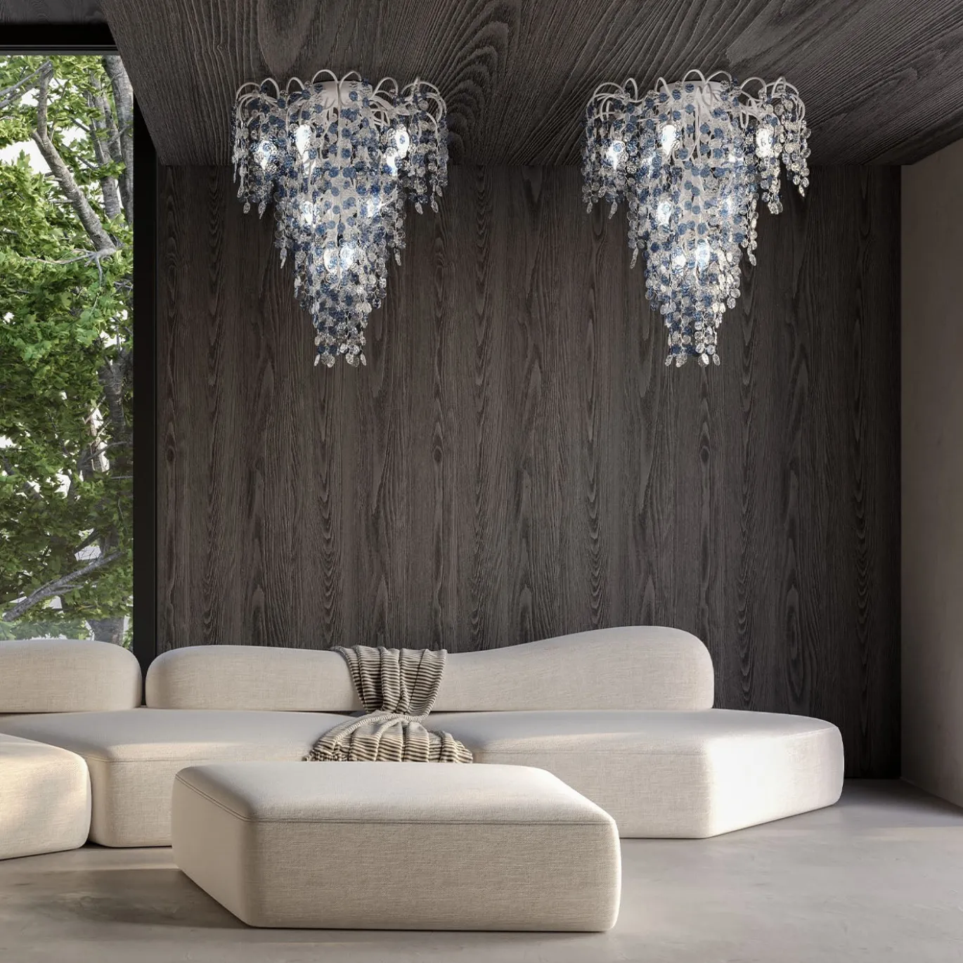 Lampadario a soffitto Stardust Rain in vetro