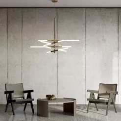 Lampadario A Sospensione Bianca Double In Effetto Ottone