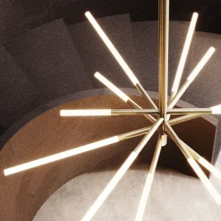 Lampadario A Sospensione Bianca Double In Effetto Ottone