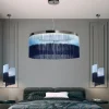 Lampadario blu a frange grandi