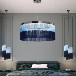 Lampadario blu a frange grandi