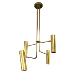 Lampadario Bukè S4 a 4 Luci in Ottone con Finitura Dorata