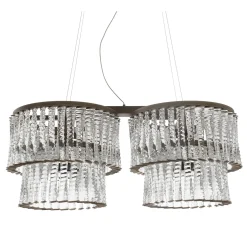 Lampadario Cabaret CAB02 in ottone brunito e vetro trasparente