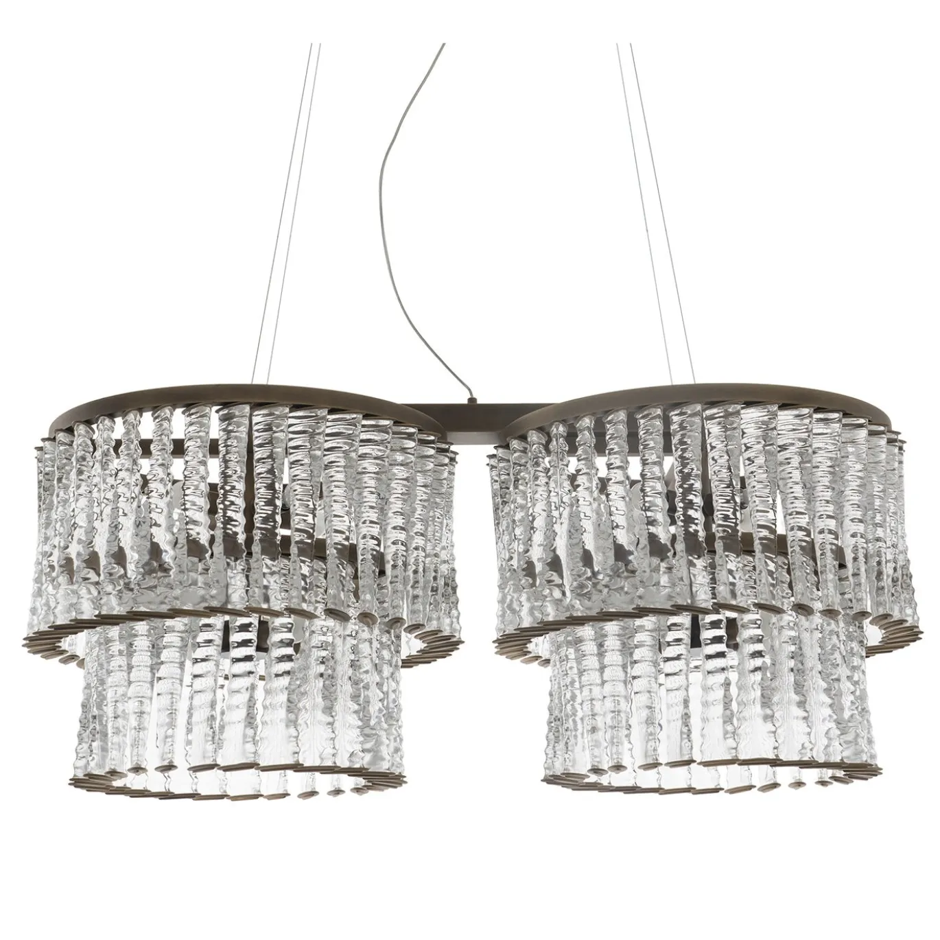 Lampadario Cabaret CAB02 in ottone brunito e vetro trasparente