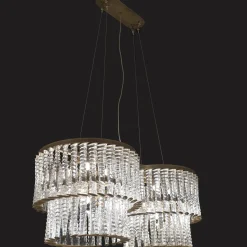 Lampadario Cabaret CAB02 in ottone brunito e vetro trasparente